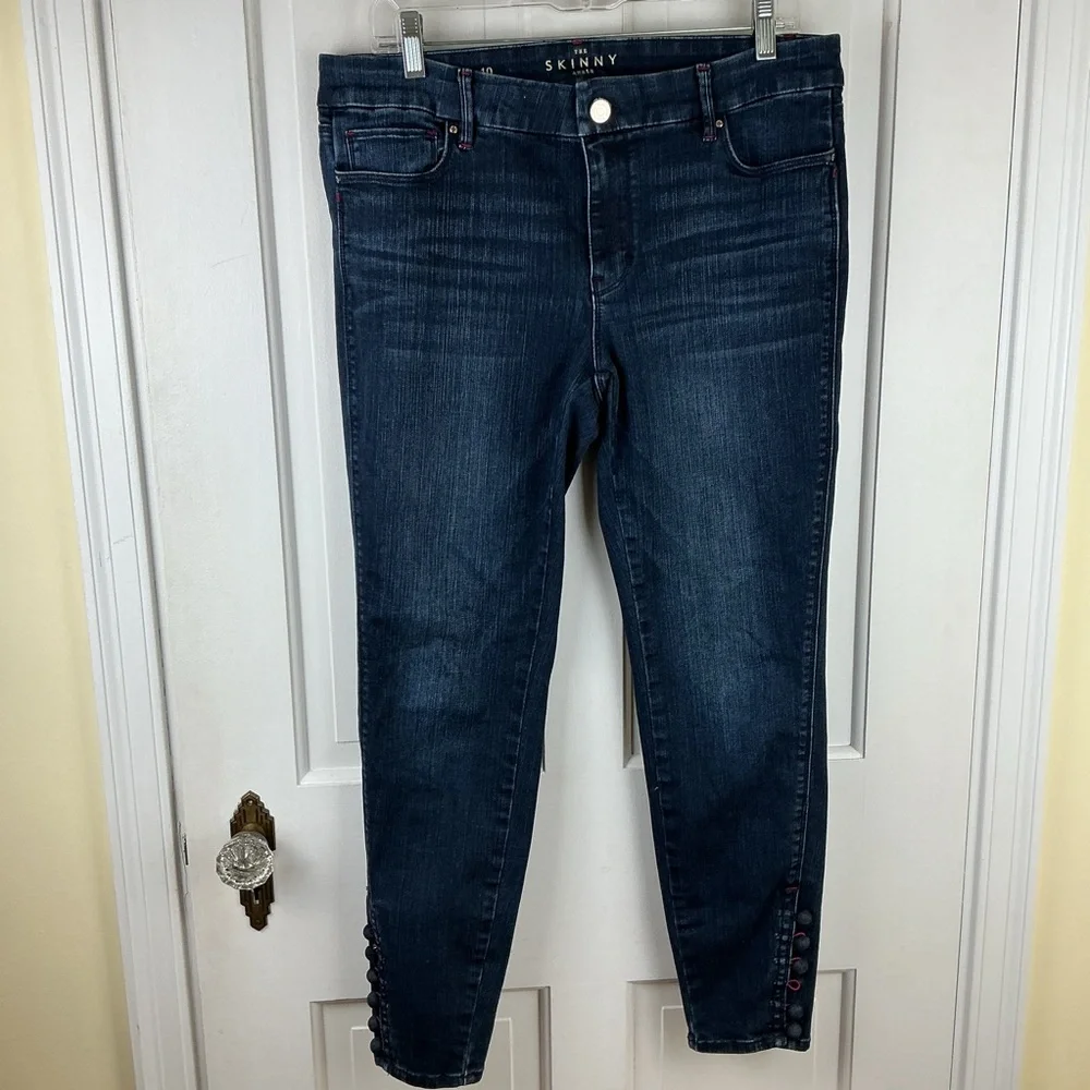 WHBM Skinny Ankle Jeans Button Hem
